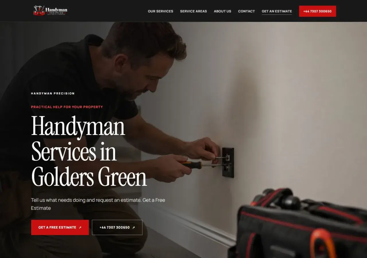 Handyman independent website concept preview