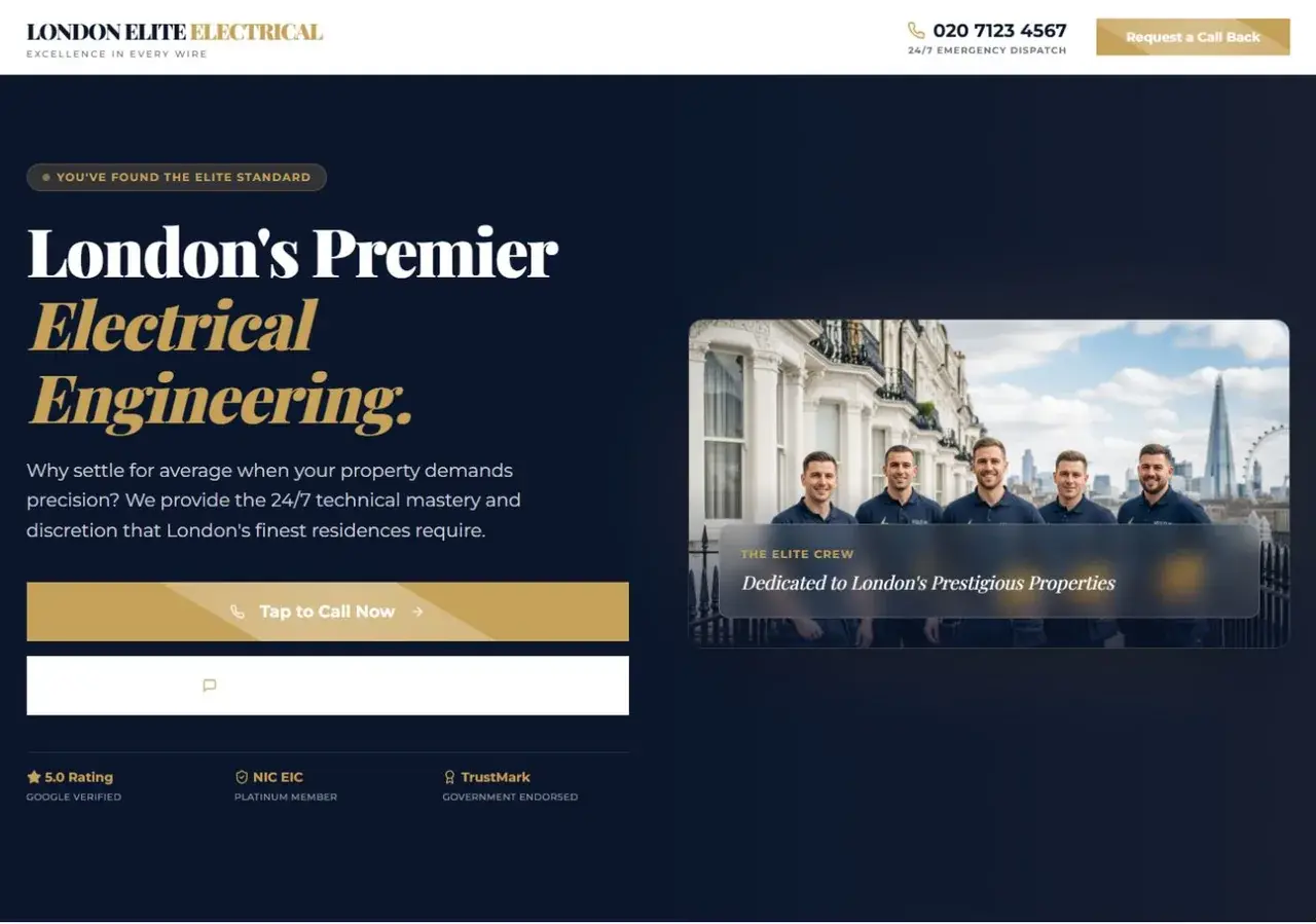 Electrical Landing Page independent website concept preview