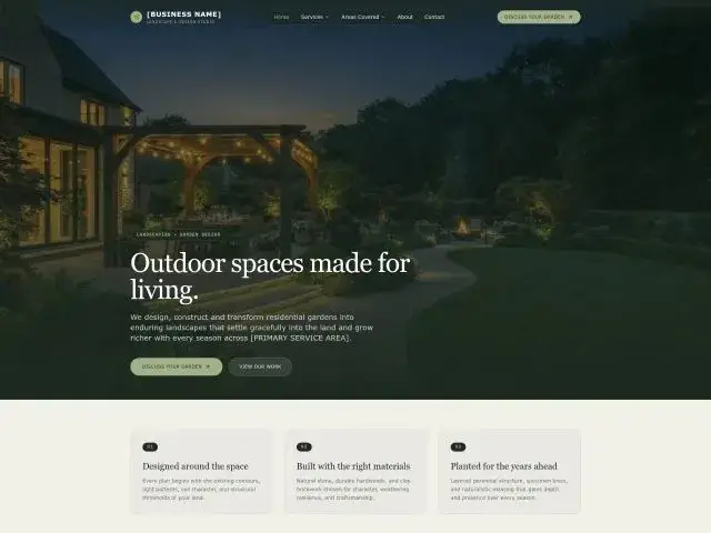 Landscaping independent website concept preview