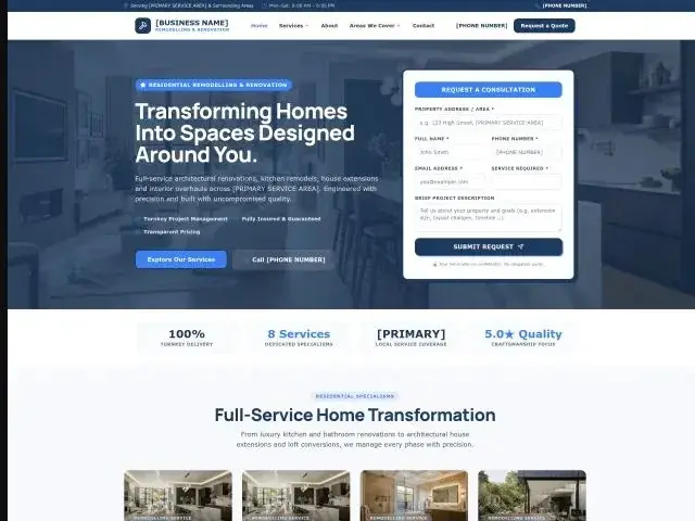 Home Remodelling independent website concept preview
