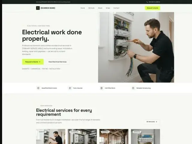 Electrical independent website concept preview