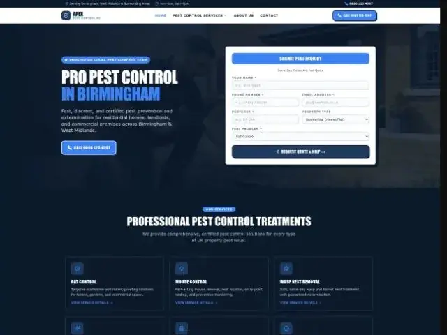 Pest Control independent website concept preview