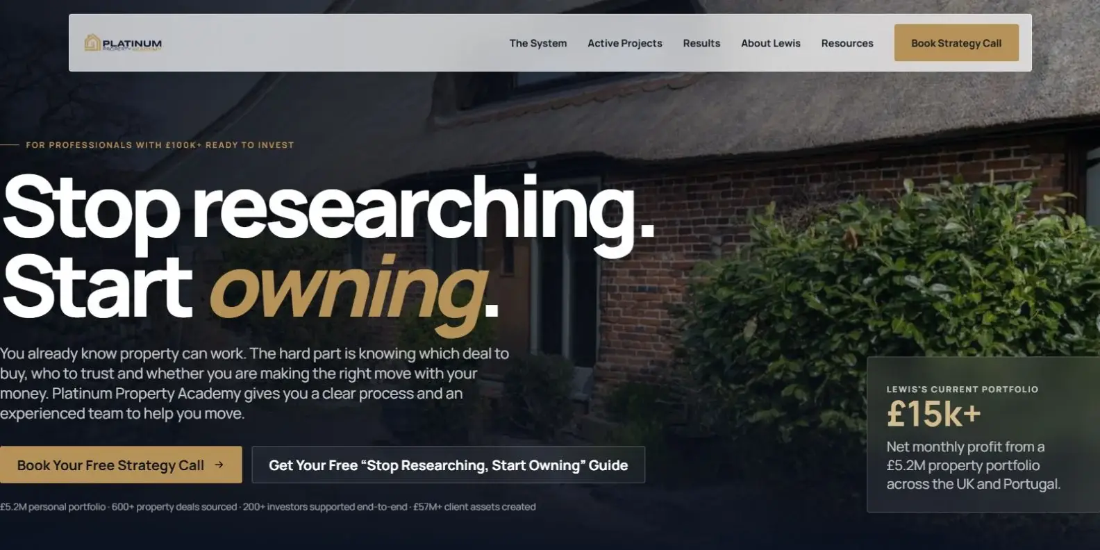 Platinum Property Academy website designed by ImanLogic