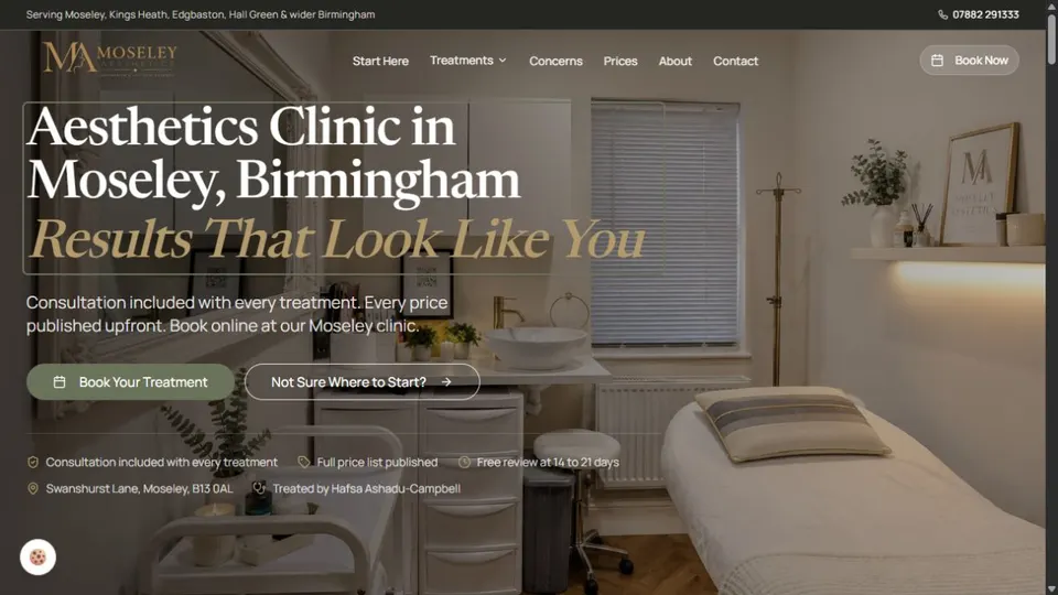 Moseley Aesthetics website by ImanLogic